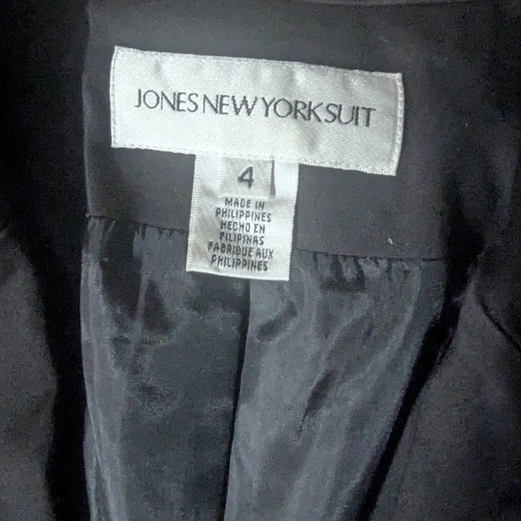 Jones New York Suit Women's Black Lab Coat & Skirt White Accent Size 4 Vintage - Picture 5 of 16